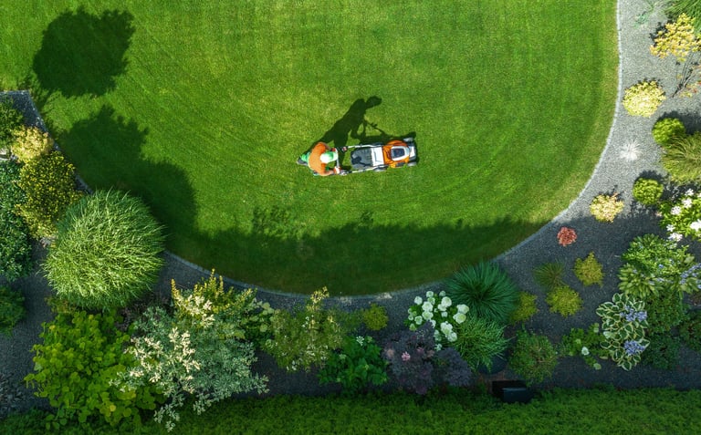 Professional lawn mowing service maintaining a beautiful lawn