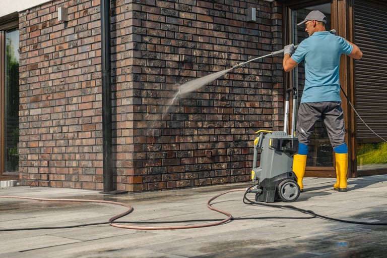 Professional pressure washing service restoring a driveway